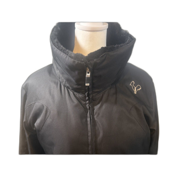 Rossignol 1907 Belted Insulated Ski Coat Black Faux Fur Removable Collar Small - Picture 2 of 13